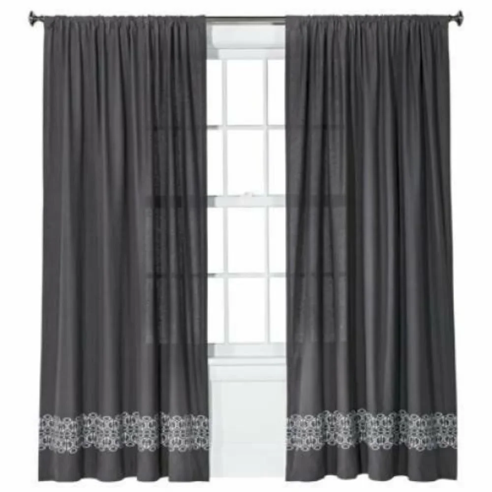 Nate Berkus Gray Batik Cotton One Window Treatment Panel